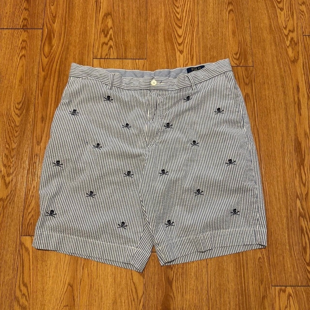 Polo Ralph Lauren Men's Shorts Seersucker Crossbones Skull Size 36